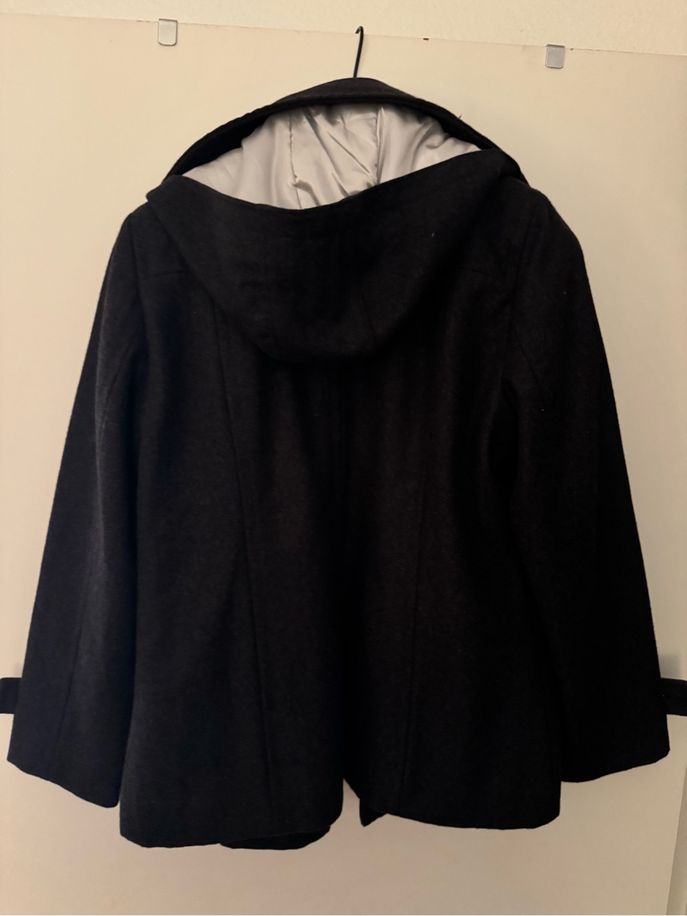 Women's Black Hooded Wool-Blend Coat